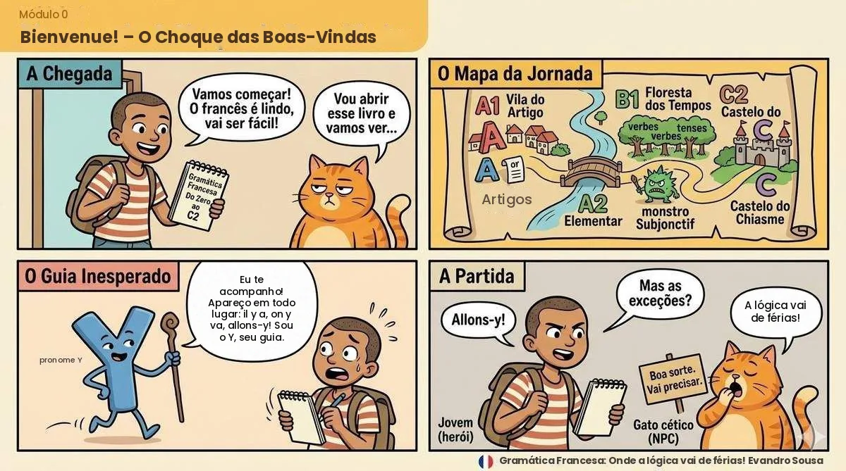 “O Choque das Boas-Vindas” — um guia inesperado aparece e o gato já prevê o sofrimento