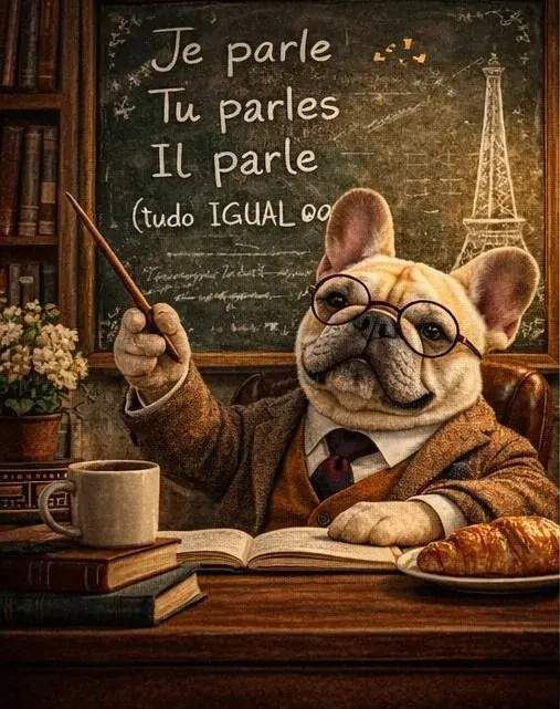 Prof. Gaston: Je parle, Tu parles, Il parle — tudo IGUAL!